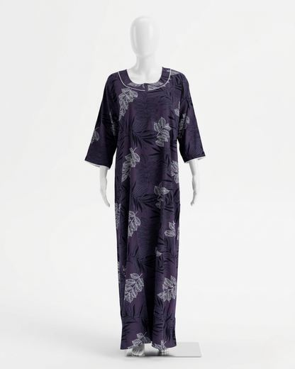 Women's Floral Print Nighty with 3/4 Sleeves