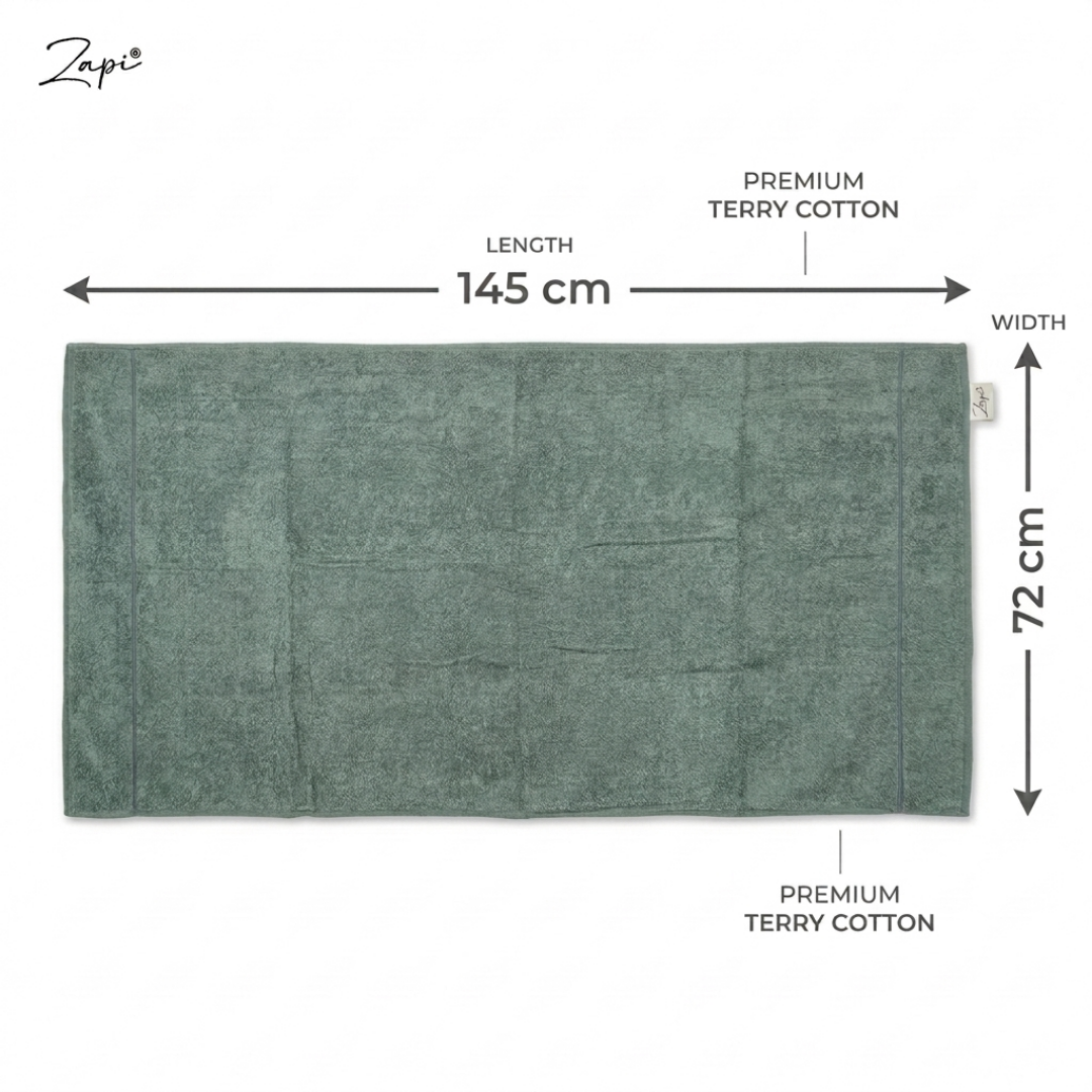Premium Terry Cotton Bath Towel, Beige, 72 x 145 cm, Highly Absorbent, Quick Dry, Hypoallergenic (Sage Green)