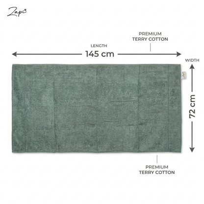 Premium Terry Cotton Bath Towel, Beige, 72 x 145 cm, Highly Absorbent, Quick Dry, Hypoallergenic (Sage Green)