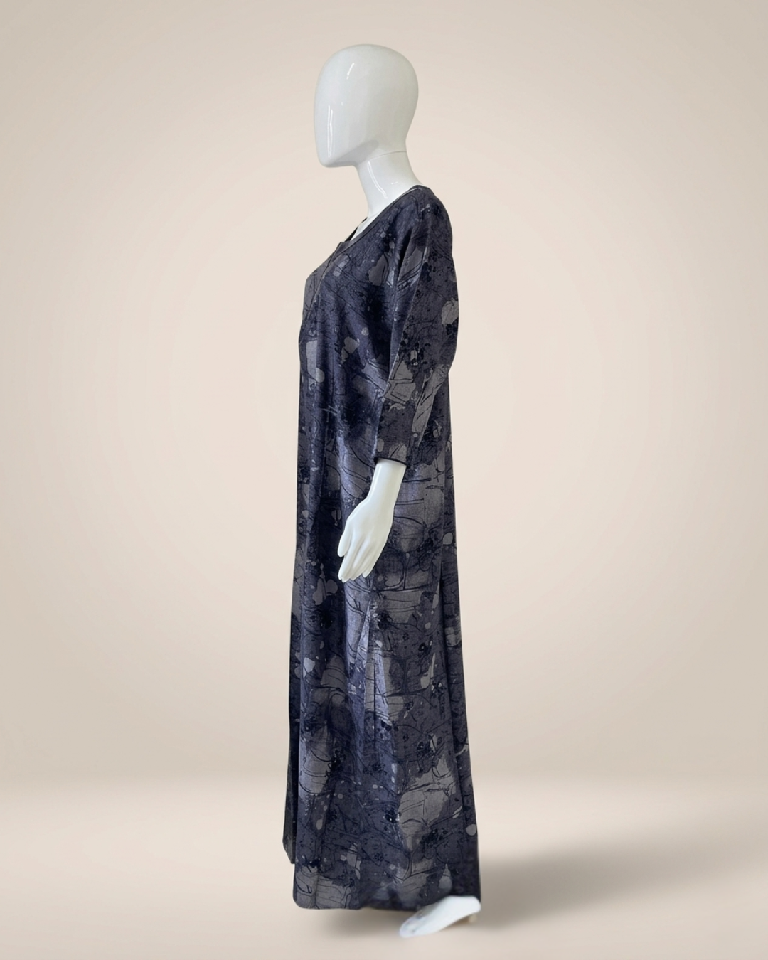 Dark Floral Print Maxi Nighty in Breathable Fabric with Scoop Neck Detail