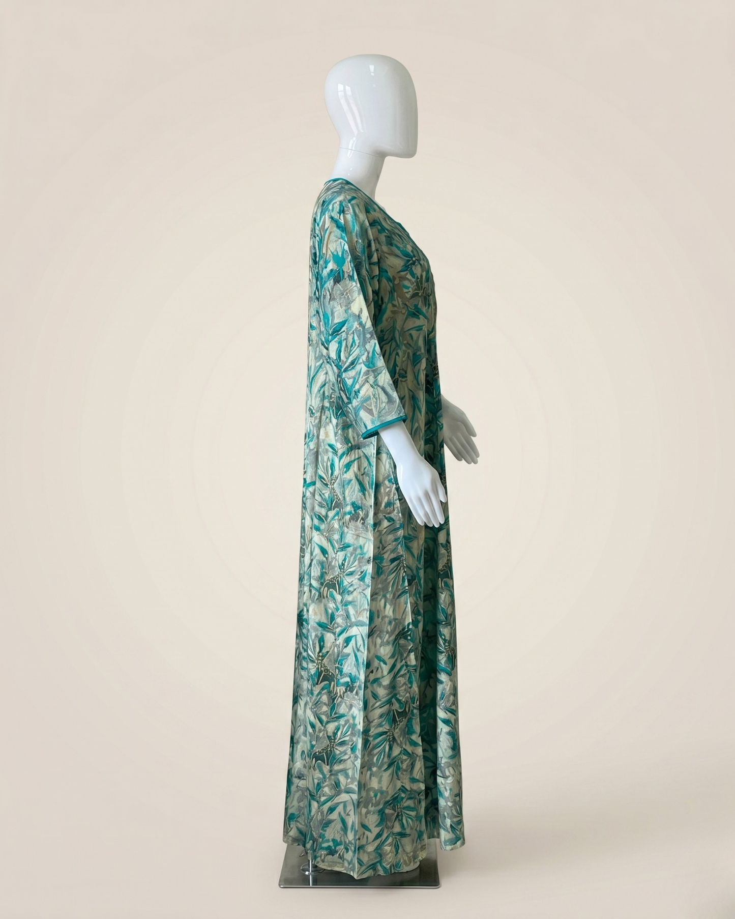 Autumn Leaf Printed Full-Length Nighty / Maxi / Nightgown with Side Pocket