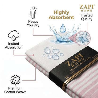 Zapi Home Premium Cotton Bath Towel 152x76 cm – 100% Pure Cotton Handloom Gamcha, Lightweight Thin Quick Dry Towel, Large Ultra Absorbent Travel Gym Beach Spa Towel for Men Women