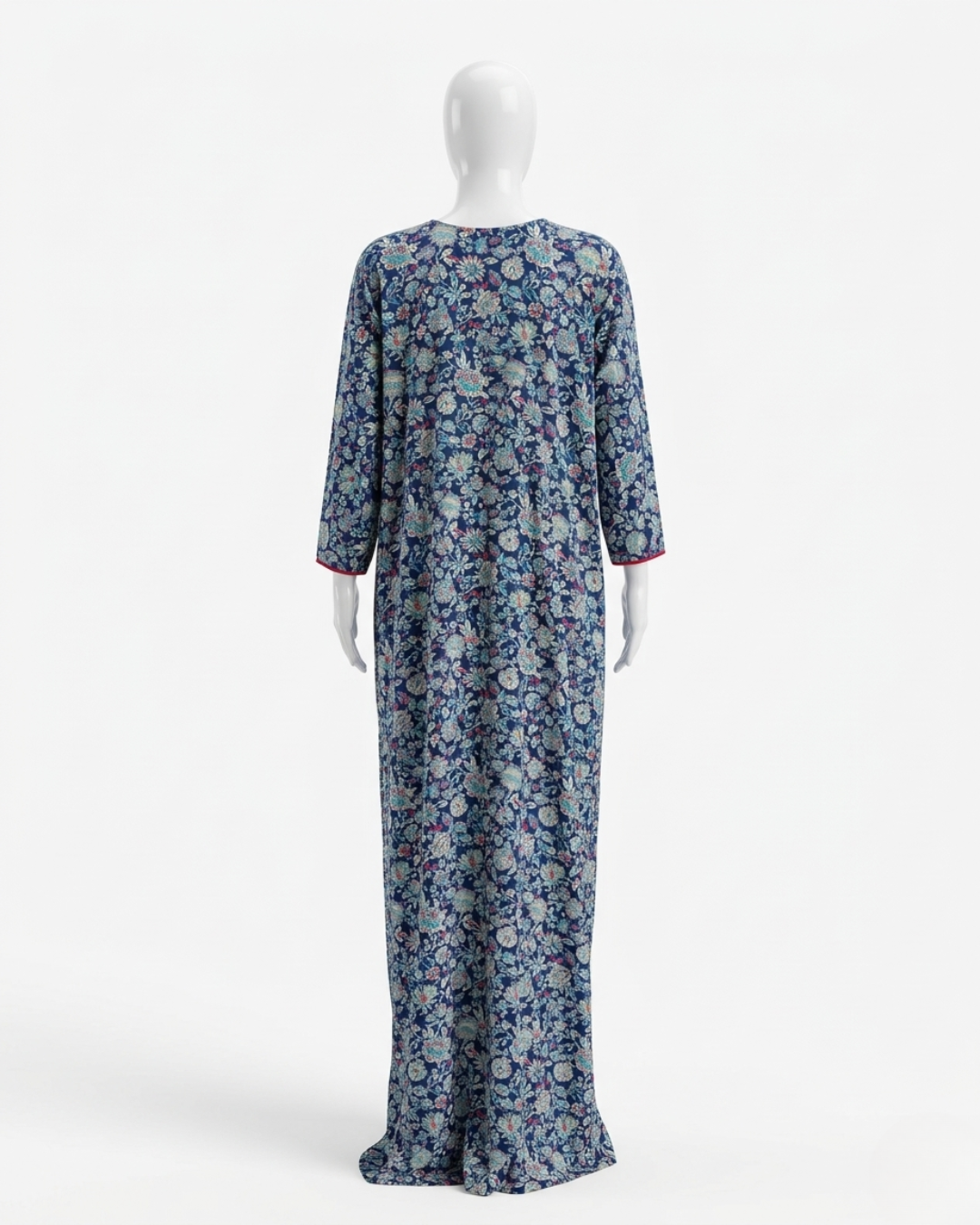 Floral Print Nightgown, Full-Length Nighty Maxi Dress with Side Pocket