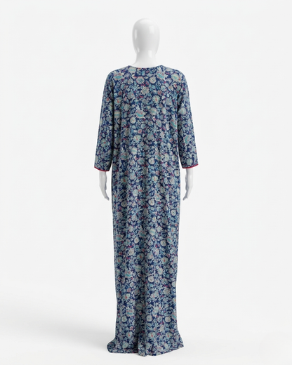 Floral Print Nightgown, Full-Length Nighty Maxi Dress with Side Pocket
