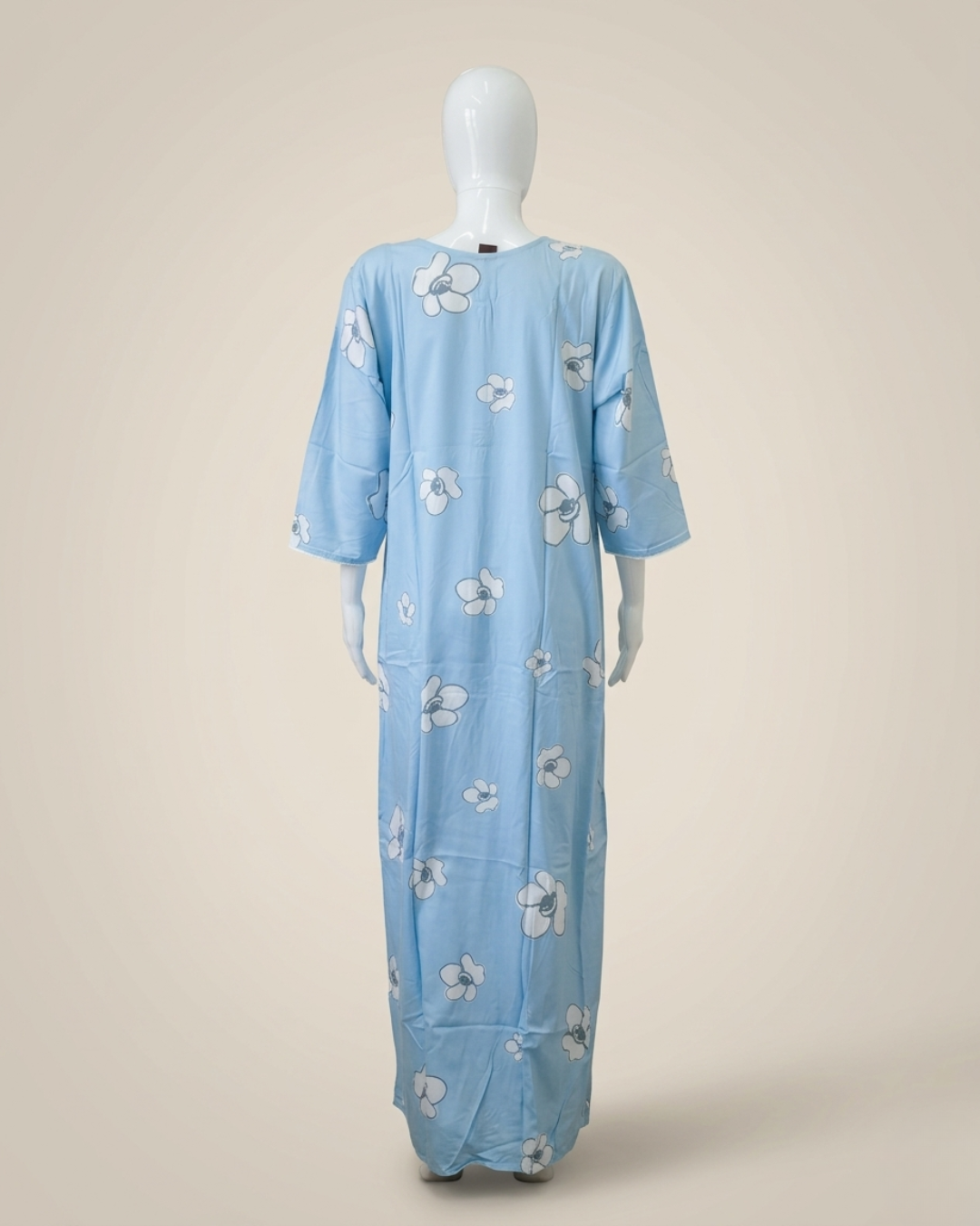 Comfortable Women's Floral Nighty Maxi Dress with 3/4th Sleeves – Breathable Comfort Nighty with Pockets