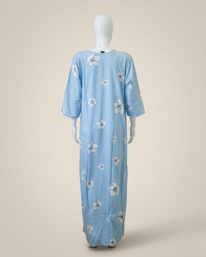 Comfortable Women's Floral Nighty Maxi Dress with 3/4th Sleeves – Breathable Comfort Nighty with Pockets