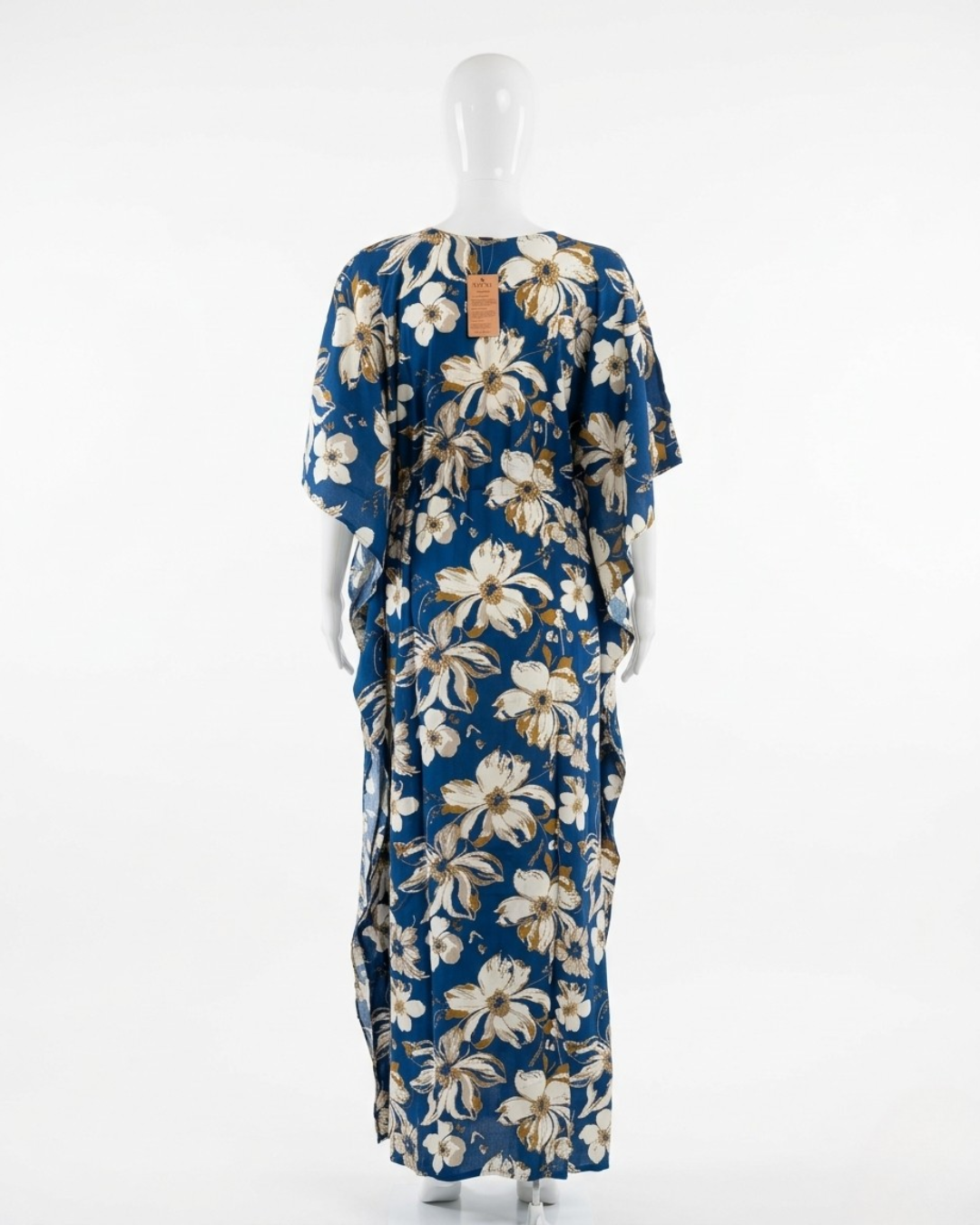Floral Symphony Kaftan Maxi Dress with Adjustable Waist Tie