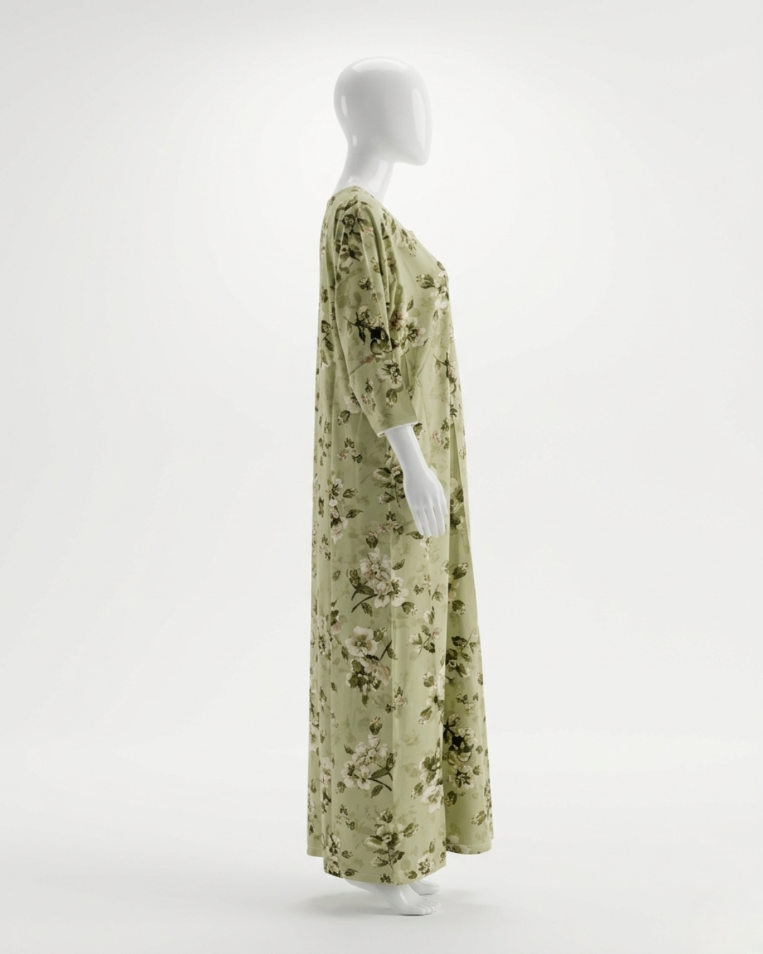 Premium Rayon Floral Sleepwear – Breathable Full-Length Nighty with Pocket