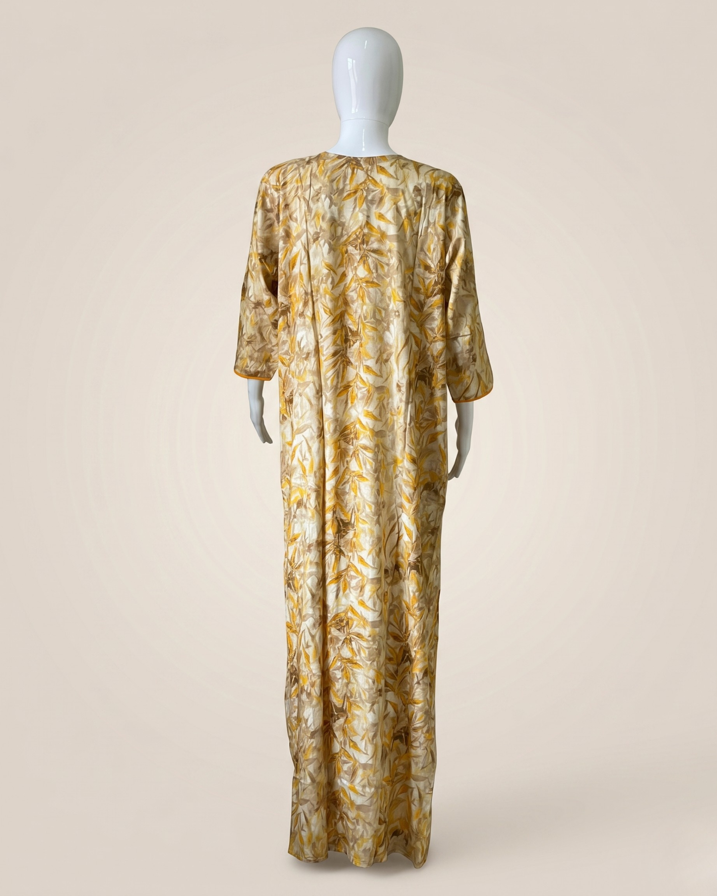 Autumn Leaf Printed Full-Length Nighty / Maxi / Nightgown with Side Pocket