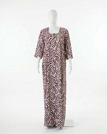 Women's Rayon Swirl Print Maxi Nightgown with Pocket