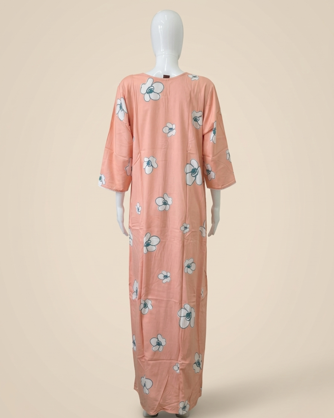 Comfortable Women's Floral Nighty Maxi Dress with 3/4th Sleeves – Breathable Comfort Nighty with Pockets