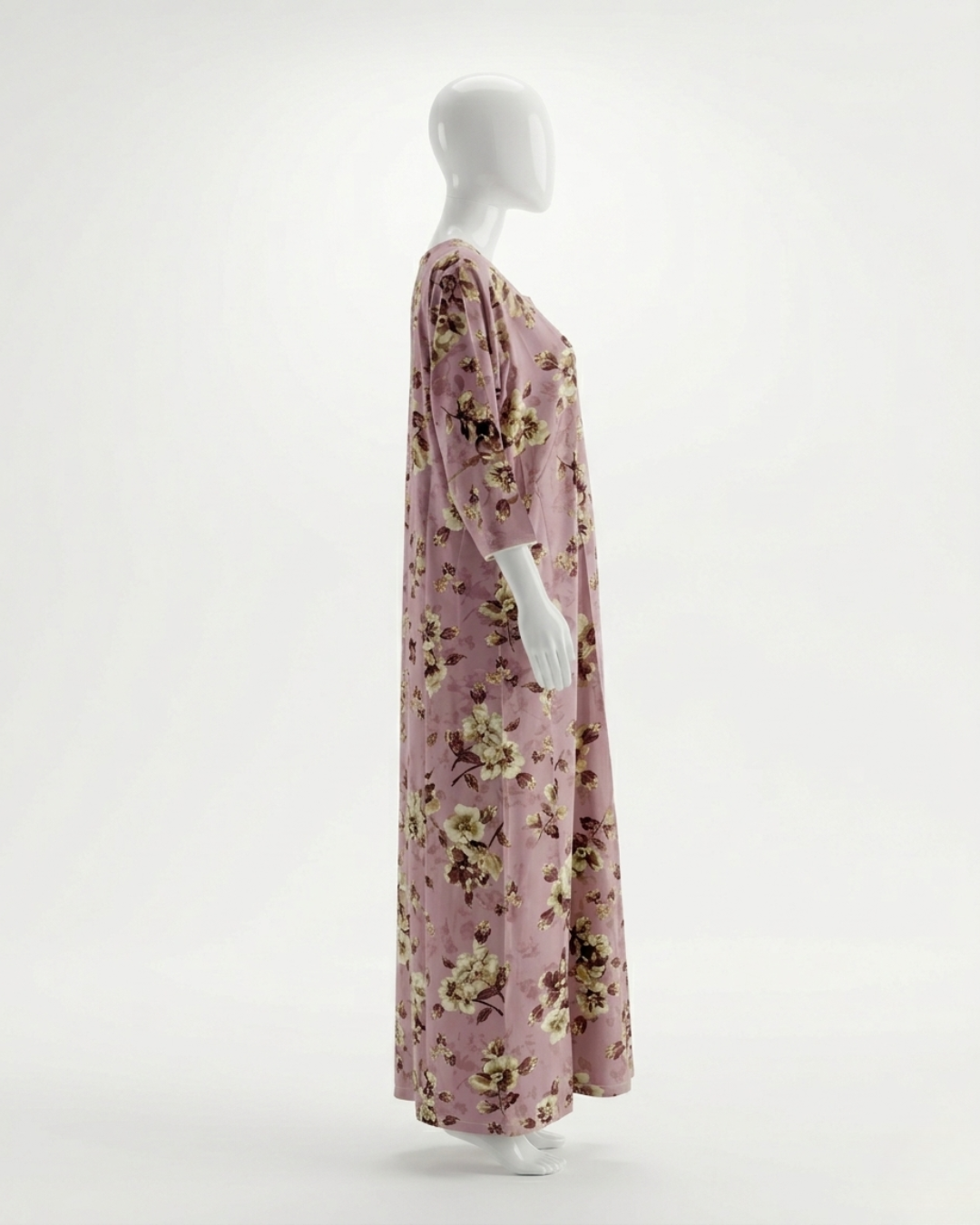 Premium Rayon Floral Sleepwear – Breathable Full-Length Nighty with Pocket