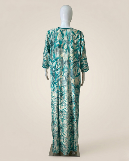 Autumn Leaf Printed Full-Length Nighty / Maxi / Nightgown with Side Pocket