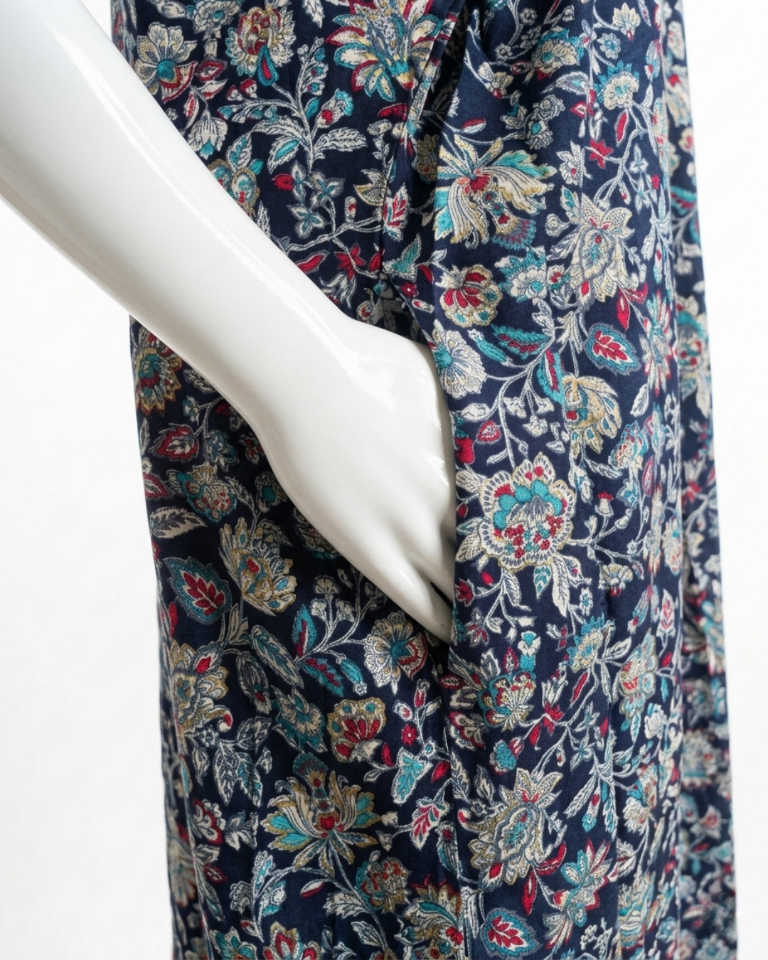 Floral Print Nightgown, Full-Length Nighty Maxi Dress with Side Pocket