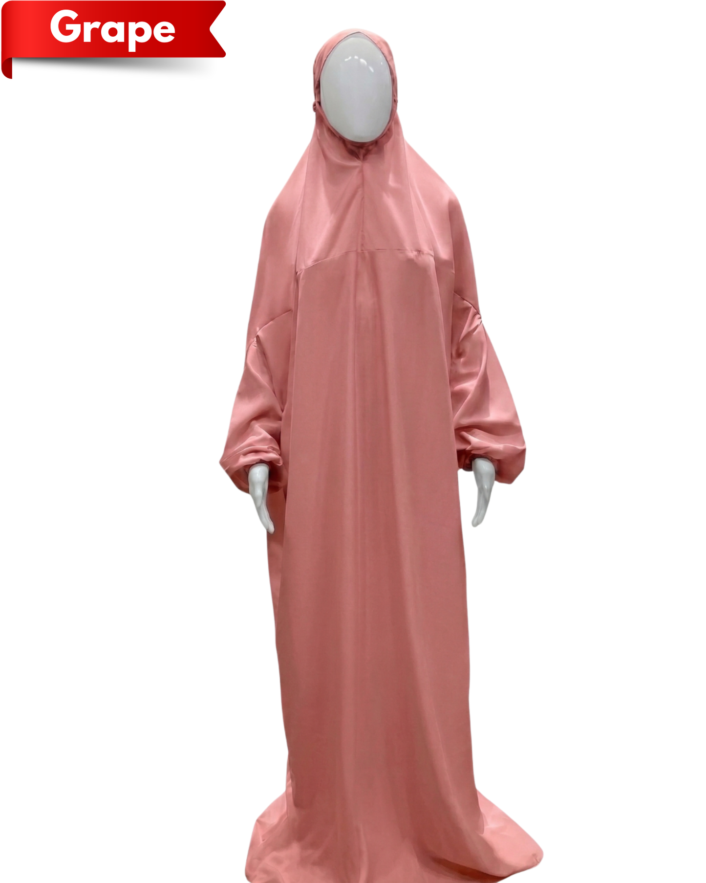 Namaz Dress Abaya with Attached Hijab – Lightweight Adult Prayer Gown, Elasticated Cuffs, Comfortable Free Size Fit