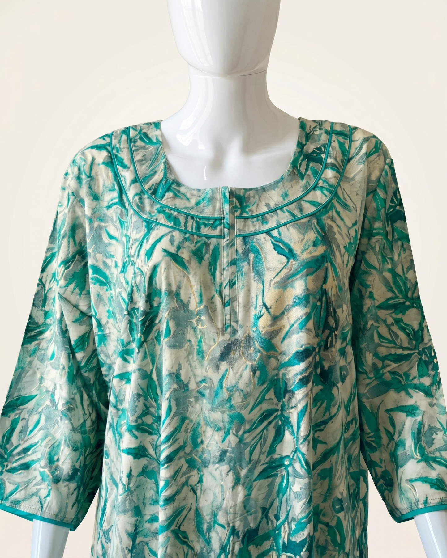 Autumn Leaf Printed Full-Length Nighty / Maxi / Nightgown with Side Pocket