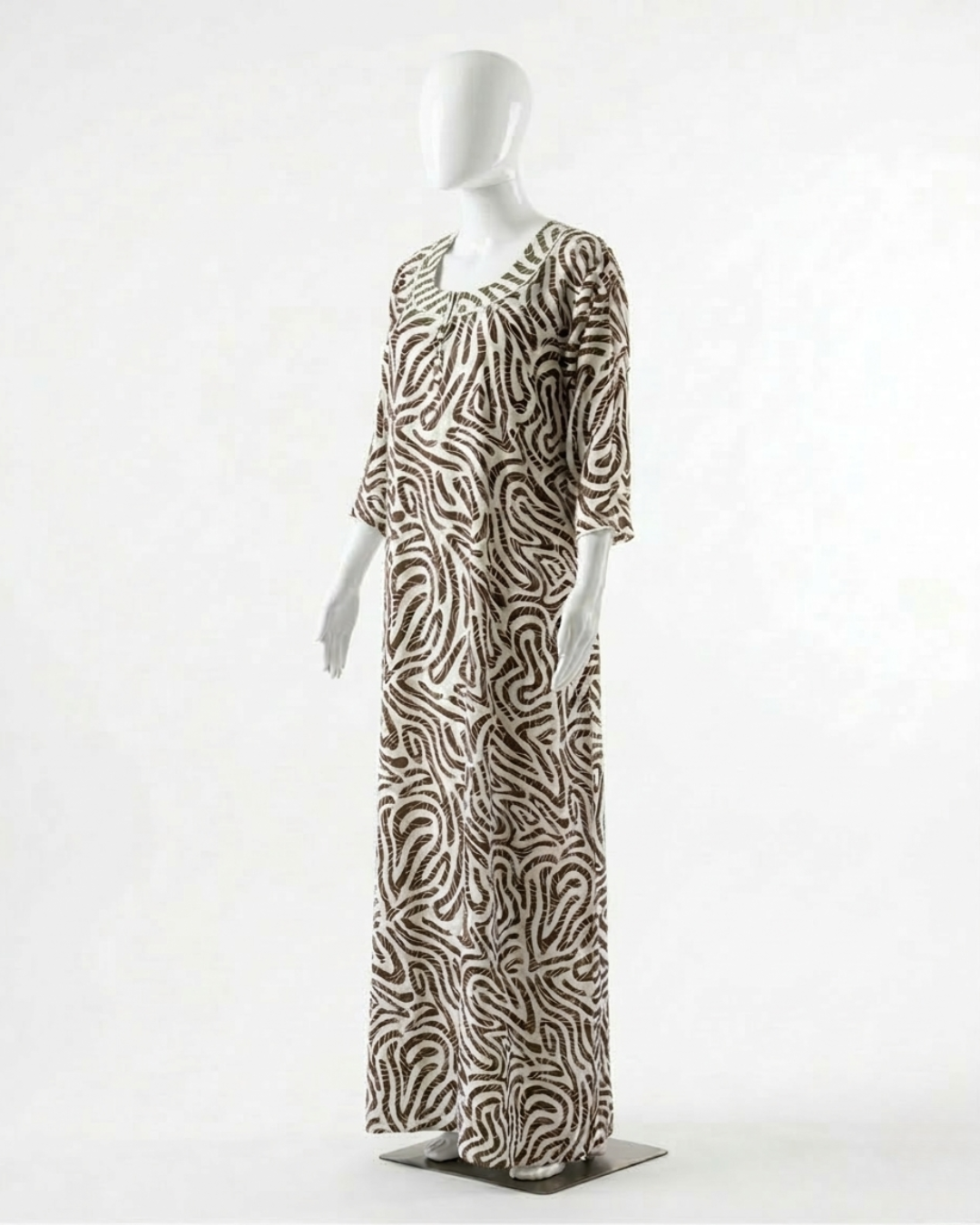 Women's Rayon Swirl Print Maxi Nightgown with Pocket