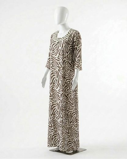Women's Rayon Swirl Print Maxi Nightgown with Pocket