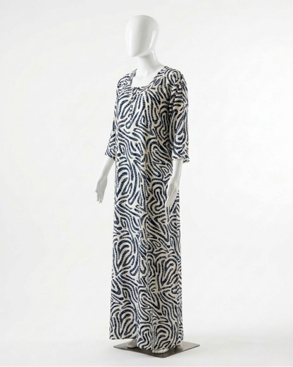 Women's Rayon Swirl Print Maxi Nightgown with Pocket