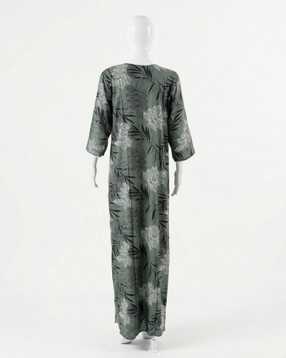 Women's Floral Print Nighty with 3/4 Sleeves