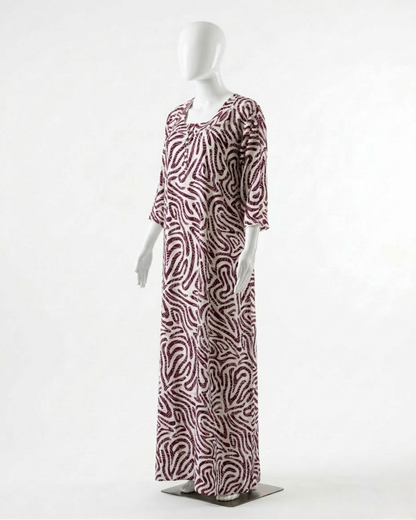 Women's Rayon Swirl Print Maxi Nightgown with Pocket