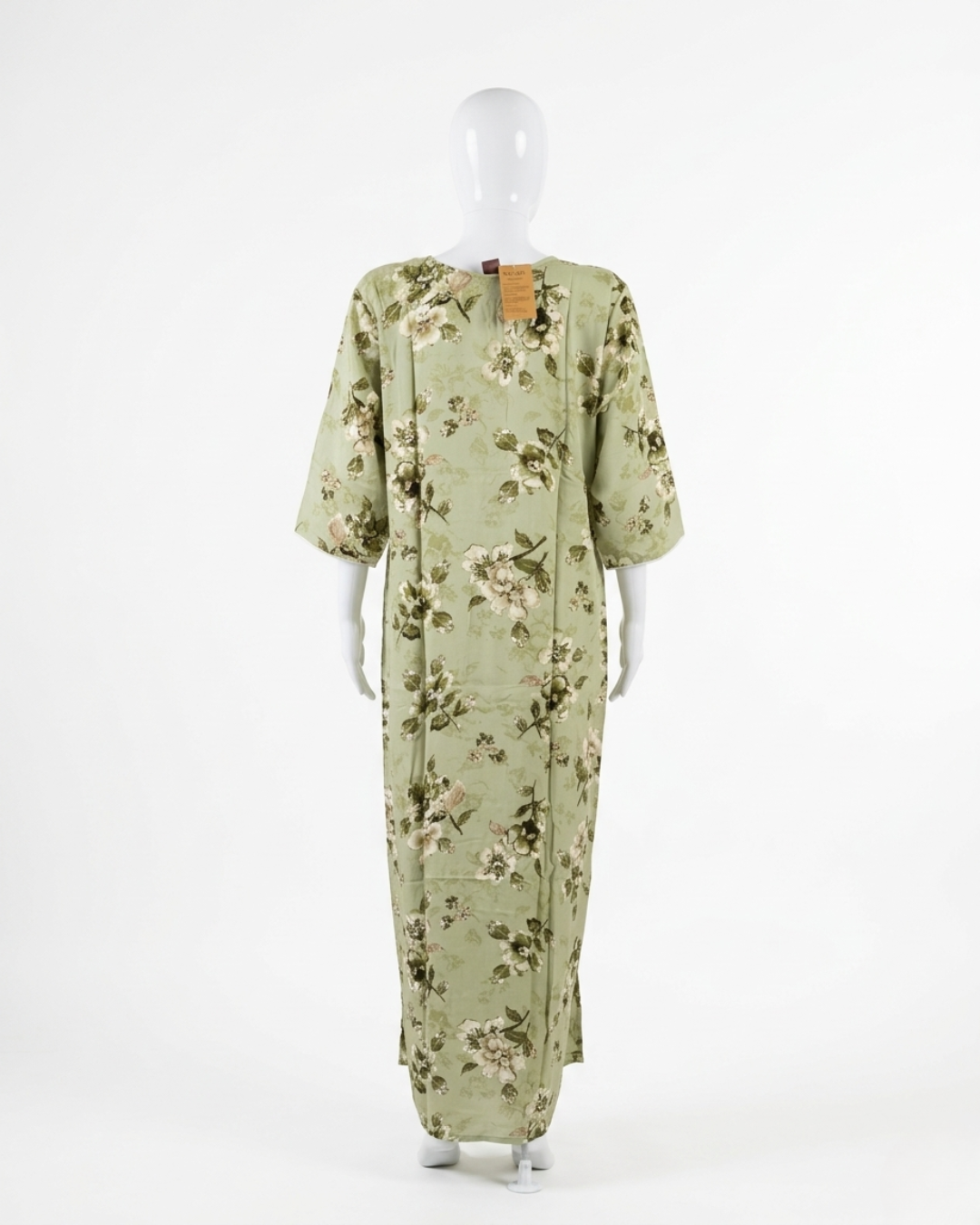 Premium Rayon Floral Sleepwear – Breathable Full-Length Nighty with Pocket