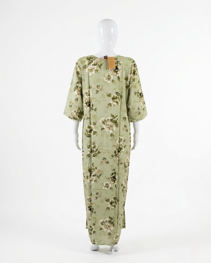 Premium Rayon Floral Sleepwear – Breathable Full-Length Nighty with Pocket
