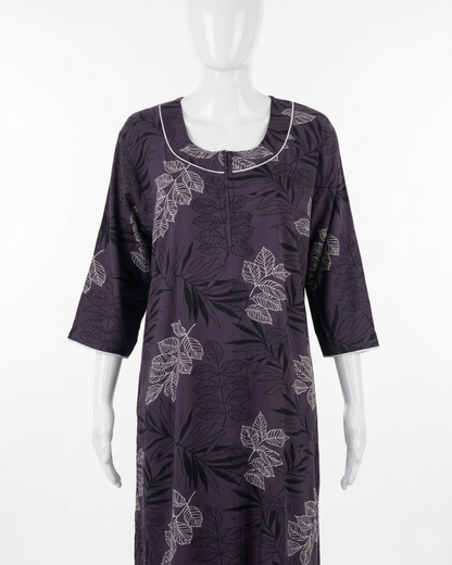 Women's Floral Print Nighty with 3/4 Sleeves