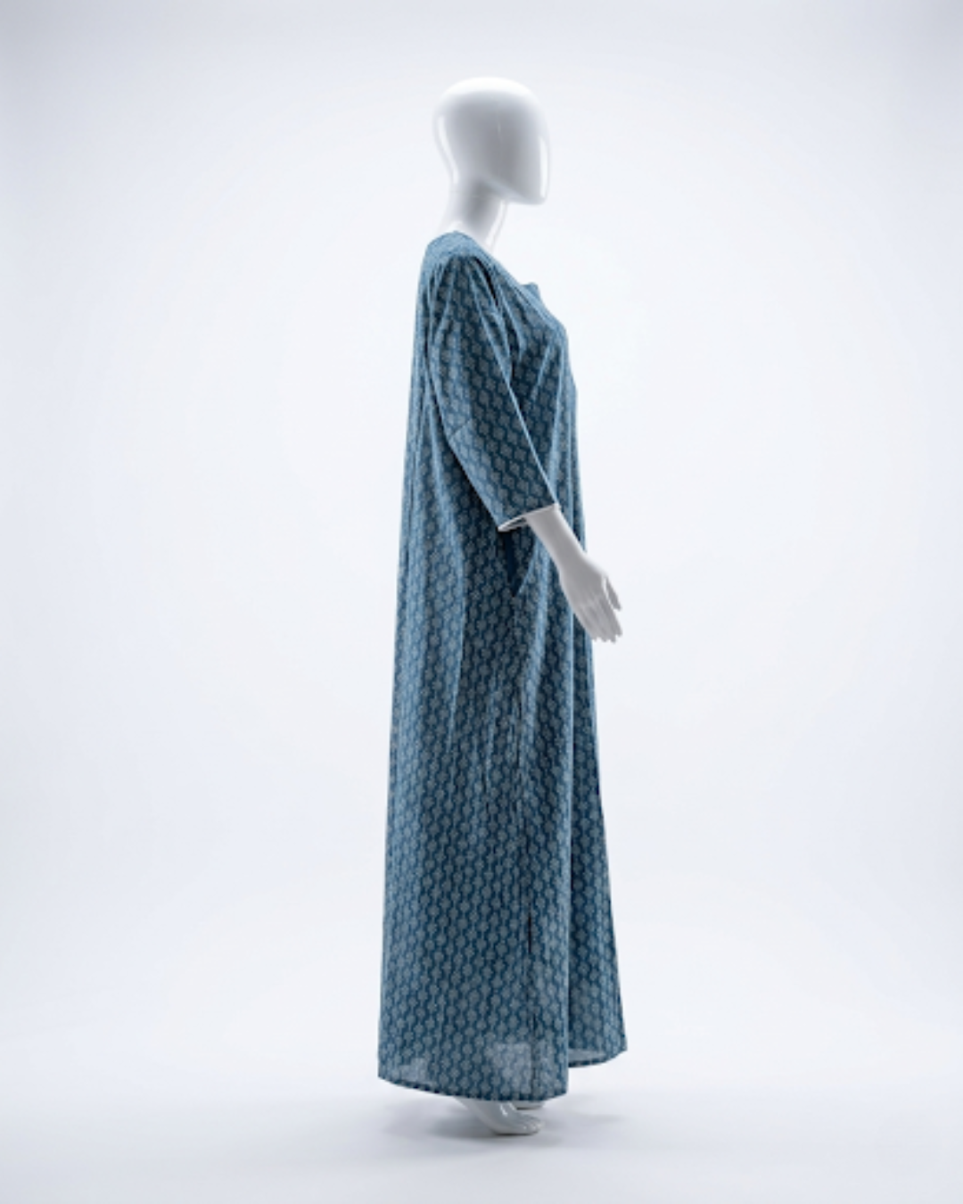 Women's Printed Nighty Maxi Dress – Long Sleeve Loungewear with Pockets